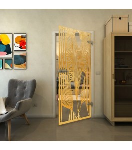 Ganzglastür - Fineprint Model 097 Gold auf Klarglas