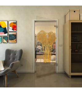 Ganzglastür - Fineprint Model 098 Gold auf Klarglas