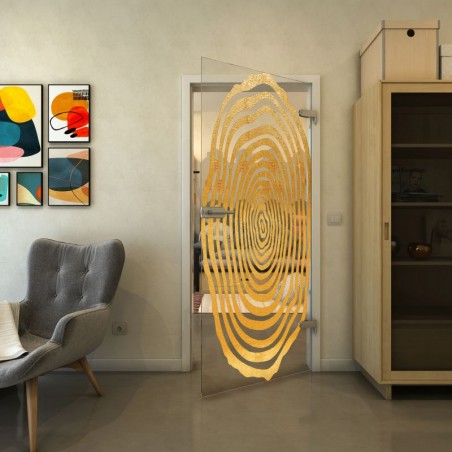 Ganzglastür - Fineprint Model 109 Gold auf Klarglas