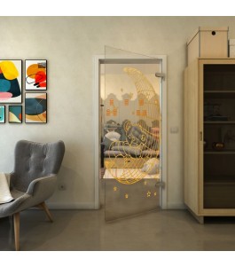 Ganzglastür - Fineprint Model 113 Gold auf Klarglas