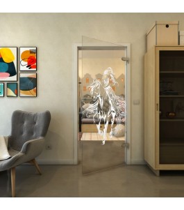 Ganzglastür - Fineprint Model 118 Weiss auf Klarglas