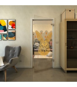 Ganzglastür - Fineprint Model 121 Gold auf Klarglas
