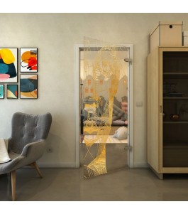 Ganzglastür - Fineprint Model 123 Gold auf Klarglas