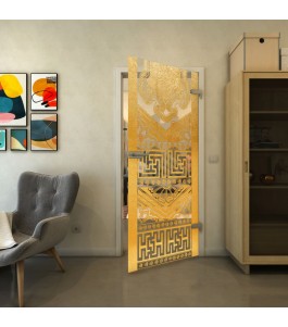 Ganzglastür - Fineprint Model 156 Gold auf Klarglas