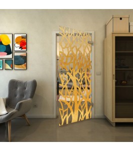 Ganzglastür - Fineprint Model 167 Gold auf Klarglas