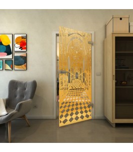 Ganzglastür - Fineprint Model 181 Gold auf Klarglas