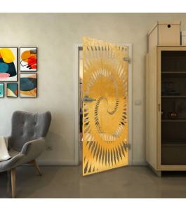 Ganzglastür - Fineprint Model 197 Gold auf Klarglas
