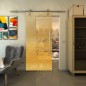 Glasschiebetür PIPE-LINE - Fineprint Modell 015 Gold auf Klarglas