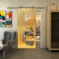 Glasschiebetür PIPE-LINE - Fineprint Modell 110 Gold auf Klarglas