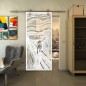 Glasschiebetür PIPE-LINE - Fineprint Modell 133 Weiss auf Klarglas