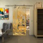Glasschiebetür PIPE-LINE - Fineprint Modell 196 Gold auf Klarglas