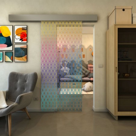 Glasschiebetür ECO-LINE - Fineprint Model 002 Verlauf auf Klarglas