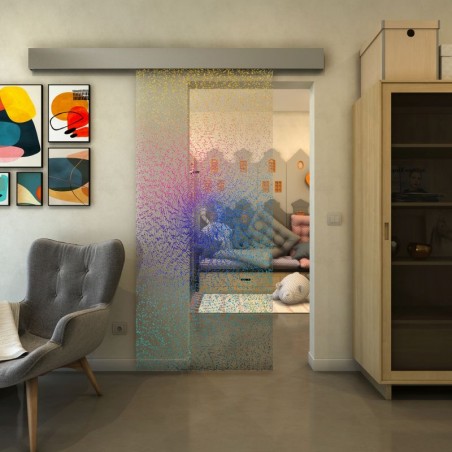 Glasschiebetür ECO-LINE - Fineprint Model 006 Verlauf auf Klarglas