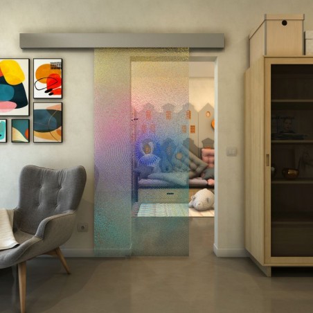 Glasschiebetür ECO-LINE - Fineprint Model 007 Verlauf auf Klarglas