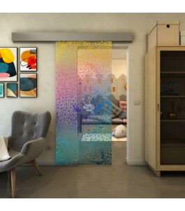 Glasschiebetür ECO-LINE - Fineprint Model 008 Verlauf auf Klarglas