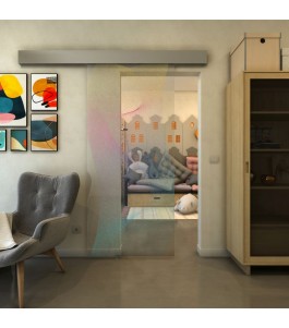 Glasschiebetür ECO-LINE - Fineprint Model 009 Verlauf auf Klarglas