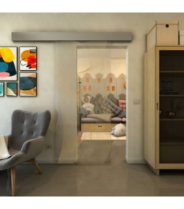 Glasschiebetür ECO-LINE - Fineprint Model 009 Gold auf Klarglas