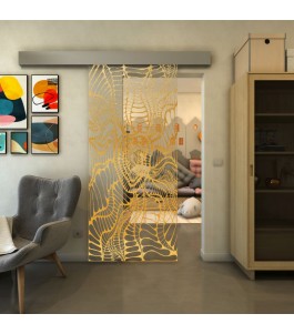 Glasschiebetür ECO-LINE - Fineprint Model 012 Gold auf Klarglas