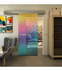 Glasschiebetür ECO-LINE - Fineprint Model 014 Verlauf auf Klarglas