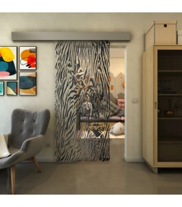 Glasschiebetür ECO-LINE - Fineprint Model 017 Schwarz auf Klarglas