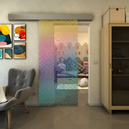 Glasschiebetür ECO-LINE - Fineprint Model 018 Verlauf auf Klarglas