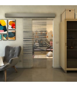 Glasschiebetür ECO-LINE - Fineprint Model 019 Schwarz auf Klarglas