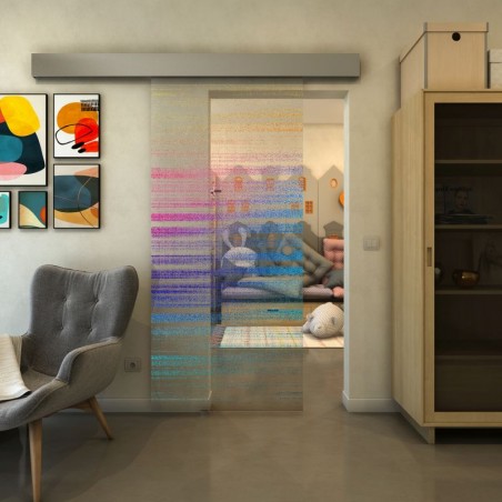 Glasschiebetür ECO-LINE - Fineprint Model 019 Verlauf auf Klarglas