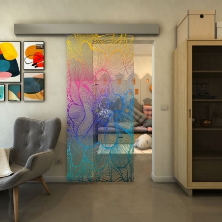 Glasschiebetür ECO-LINE - Fineprint Model 020 Verlauf auf Klarglas