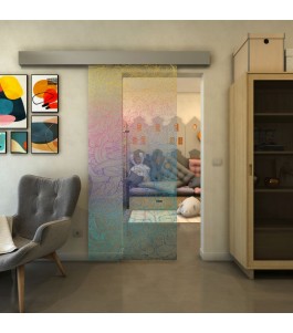 Glasschiebetür ECO-LINE - Fineprint Model 021 Verlauf auf Klarglas