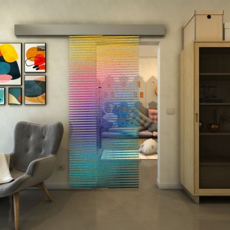 Glasschiebetür ECO-LINE - Fineprint Model 022 Verlauf auf Klarglas