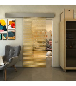 Glasschiebetür ECO-LINE - Fineprint Model 022 Gold auf Klarglas