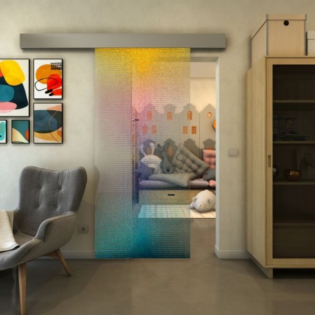 Glasschiebetür ECO-LINE - Fineprint Model 024 Verlauf auf Klarglas