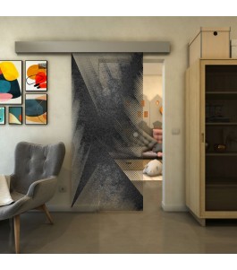 Glasschiebetür ECO-LINE - Fineprint Model 026 Schwarz auf Klarglas