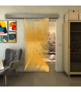 Glasschiebetür ECO-LINE - Fineprint Model 026 Gold auf Klarglas