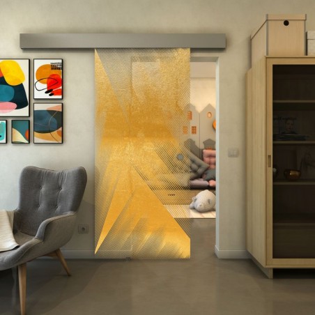 Glasschiebetür ECO-LINE - Fineprint Model 026 Gold auf Klarglas