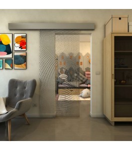 Glasschiebetür ECO-LINE - Fineprint Model 027 Schwarz auf Klarglas