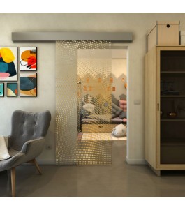 Glasschiebetür ECO-LINE - Fineprint Model 027 Gold auf Klarglas