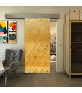 Glasschiebetür ECO-LINE - Fineprint Model 029 Gold auf Klarglas
