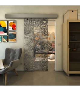 Glasschiebetür ECO-LINE - Fineprint Model 030 Schwarz auf Klarglas