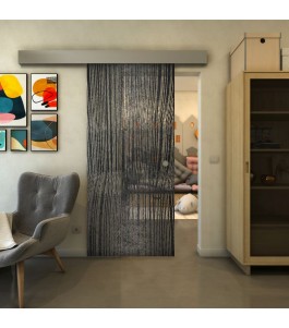 Glasschiebetür ECO-LINE - Fineprint Model 032 Schwarz auf Klarglas