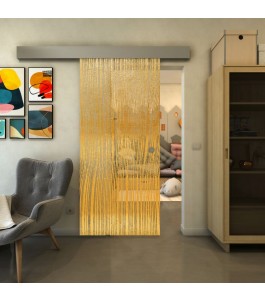 Glasschiebetür ECO-LINE - Fineprint Model 032 Gold auf Klarglas