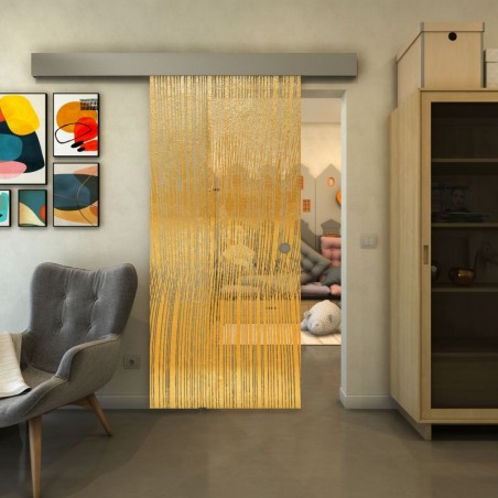 Glasschiebetür ECO-LINE - Fineprint Model 032 Gold auf Klarglas