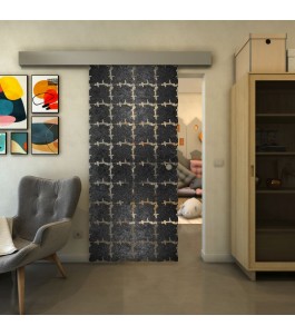 Glasschiebetür ECO-LINE - Fineprint Model 033 Schwarz auf Klarglas