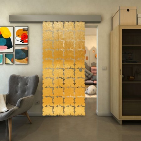 Glasschiebetür ECO-LINE - Fineprint Model 033 Gold auf Klarglas