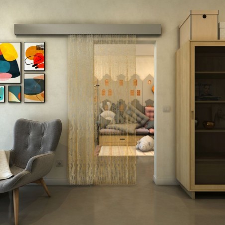 Glasschiebetür ECO-LINE - Fineprint Model 035 Gold auf Klarglas