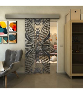 Glasschiebetür ECO-LINE - Fineprint Model 037 Schwarz auf Klarglas