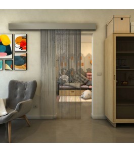 Glasschiebetür ECO-LINE - Fineprint Model 052 Schwarz auf Klarglas