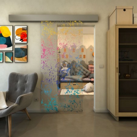 Glasschiebetür ECO-LINE - Fineprint Model 054 Verlauf auf Klarglas