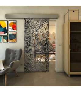 Glasschiebetür ECO-LINE - Fineprint Model 056 Schwarz auf Klarglas