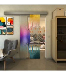 Glasschiebetür ECO-LINE - Fineprint Model 059 Verlauf auf Klarglas